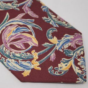 MOMA Metropolitan Museum of Art Necktie Floral Burgundy Silk Tie Work Career